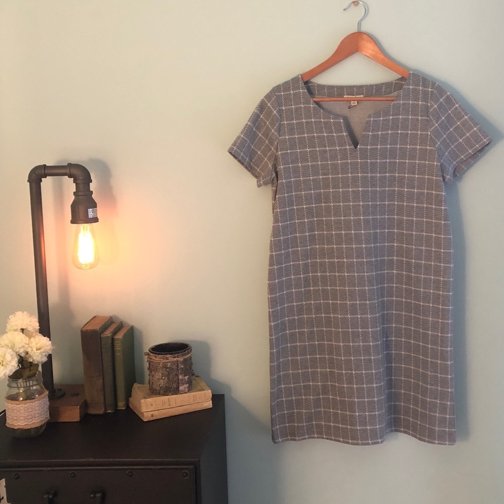 Grid Gray and White Dress